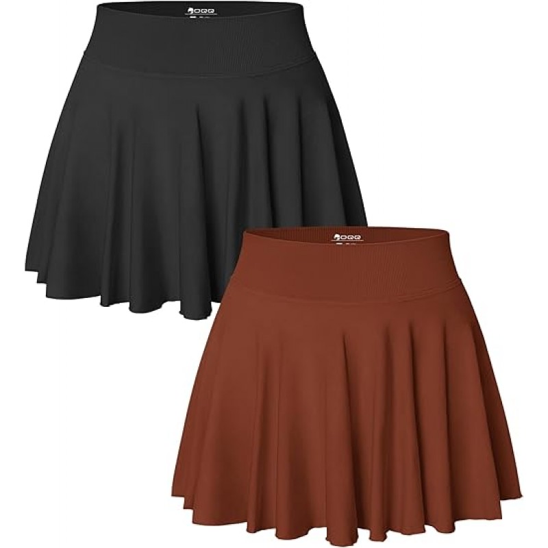 Women 2 Piece Skirts 2 in 1 Flowy Basic Versatile Stretchy Flared Casual Mini Skirts