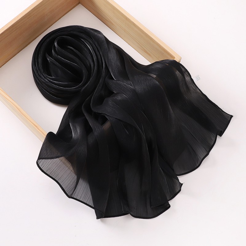 Hot Selling Shimmer Shawl Pleated Glitter Chiffon Shawl Giselle Lightweight Flowy Plain Hijab Scars