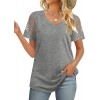 Casual V Neck T Shirts for Women Lace Short Sleeve Curved Hem Tops Loose Fit