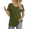 Casual V Neck T Shirts for Women Lace Short Sleeve Curved Hem Tops Loose Fit