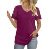 Casual V Neck T Shirts for Women Lace Short Sleeve Curved Hem Tops Loose Fit