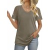 Casual V Neck T Shirts for Women Lace Short Sleeve Curved Hem Tops Loose Fit