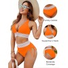 Women High Waisted Bikini Sets Tummy Control Swimsuits Color Block Two Piece Drawstring Bathing Suit