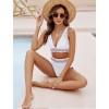 Women High Waisted Bikini Sets Tummy Control Swimsuits Color Block Two Piece Drawstring Bathing Suit