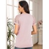 Womens Tshirts Trendy Fashion Tops Lace Short Sleeve Business Tee Shirts Casual Knitted Blouses Summer Outfits 2024