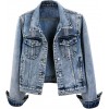 Womens Denim Jackets Distressed Ripped Long Sleeve Jean Jacket Coats