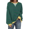 ANRABESS Women Striped Oversized Sweatshirt Long Sleeve Crewneck Hoodies Shirts 2024 Fall Pullover Top Trendy Preppy Clothes