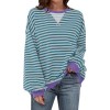 ANRABESS Women Striped Oversized Sweatshirt Long Sleeve Crewneck Hoodies Shirts 2024 Fall Pullover Top Trendy Preppy Clothes